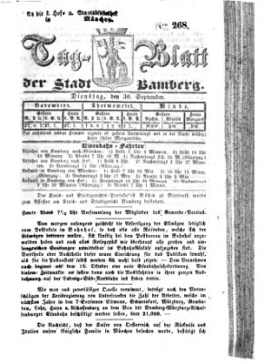 Tag-Blatt der Stadt Bamberg (Bamberger Tagblatt) Dienstag 30. September 1851