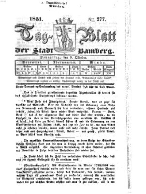 Tag-Blatt der Stadt Bamberg (Bamberger Tagblatt) Donnerstag 9. Oktober 1851