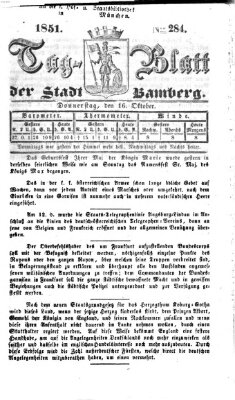 Tag-Blatt der Stadt Bamberg (Bamberger Tagblatt) Donnerstag 16. Oktober 1851