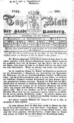 Tag-Blatt der Stadt Bamberg (Bamberger Tagblatt) Samstag 18. Oktober 1851