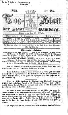 Tag-Blatt der Stadt Bamberg (Bamberger Tagblatt) Sonntag 19. Oktober 1851