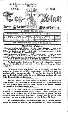 Tag-Blatt der Stadt Bamberg (Bamberger Tagblatt) Samstag 25. Oktober 1851