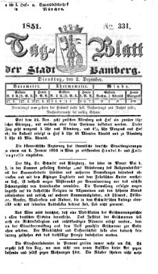 Tag-Blatt der Stadt Bamberg (Bamberger Tagblatt) Dienstag 2. Dezember 1851