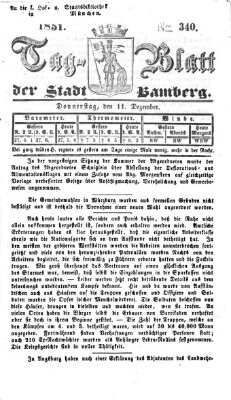 Tag-Blatt der Stadt Bamberg (Bamberger Tagblatt) Donnerstag 11. Dezember 1851