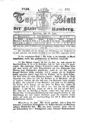 Tag-Blatt der Stadt Bamberg (Bamberger Tagblatt) Freitag 25. Juni 1852