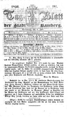 Tag-Blatt der Stadt Bamberg (Bamberger Tagblatt) Sonntag 4. Juli 1852