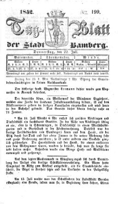 Tag-Blatt der Stadt Bamberg (Bamberger Tagblatt) Donnerstag 22. Juli 1852