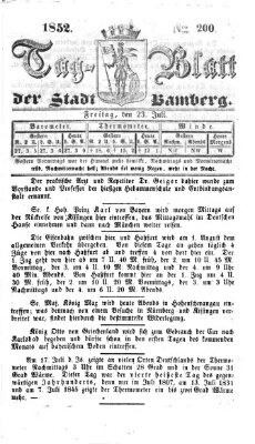Tag-Blatt der Stadt Bamberg (Bamberger Tagblatt) Freitag 23. Juli 1852