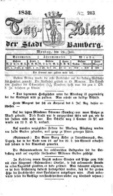 Tag-Blatt der Stadt Bamberg (Bamberger Tagblatt) Montag 26. Juli 1852