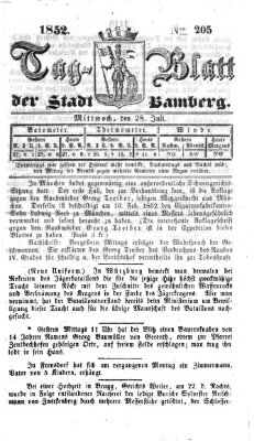 Tag-Blatt der Stadt Bamberg (Bamberger Tagblatt) Mittwoch 28. Juli 1852