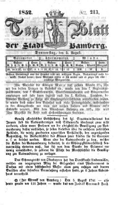 Tag-Blatt der Stadt Bamberg (Bamberger Tagblatt) Donnerstag 5. August 1852