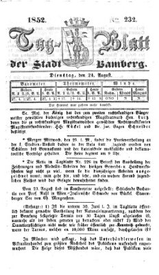 Tag-Blatt der Stadt Bamberg (Bamberger Tagblatt) Dienstag 24. August 1852