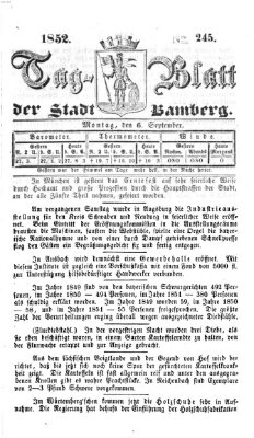 Tag-Blatt der Stadt Bamberg (Bamberger Tagblatt) Montag 6. September 1852