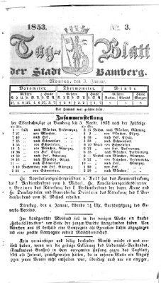 Tag-Blatt der Stadt Bamberg (Bamberger Tagblatt) Montag 3. Januar 1853