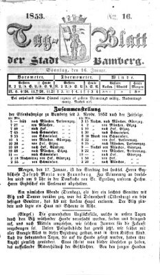 Tag-Blatt der Stadt Bamberg (Bamberger Tagblatt) Sonntag 16. Januar 1853