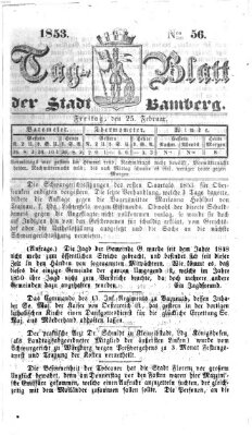 Tag-Blatt der Stadt Bamberg (Bamberger Tagblatt) Freitag 25. Februar 1853