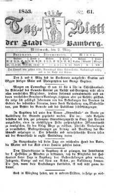 Tag-Blatt der Stadt Bamberg (Bamberger Tagblatt) Mittwoch 2. März 1853