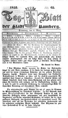 Tag-Blatt der Stadt Bamberg (Bamberger Tagblatt) Sonntag 6. März 1853