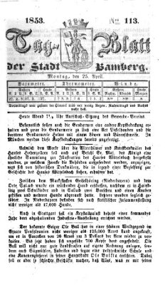 Tag-Blatt der Stadt Bamberg (Bamberger Tagblatt) Montag 25. April 1853