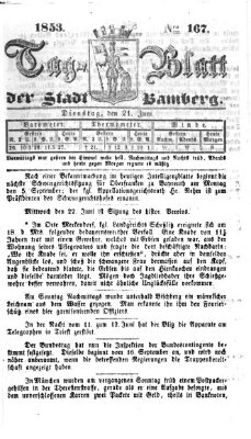 Tag-Blatt der Stadt Bamberg (Bamberger Tagblatt) Dienstag 21. Juni 1853