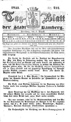 Tag-Blatt der Stadt Bamberg (Bamberger Tagblatt) Freitag 5. August 1853