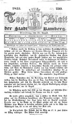 Tag-Blatt der Stadt Bamberg (Bamberger Tagblatt) Dienstag 23. August 1853