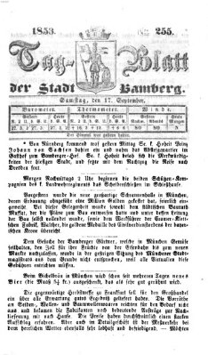 Tag-Blatt der Stadt Bamberg (Bamberger Tagblatt) Samstag 17. September 1853