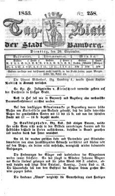 Tag-Blatt der Stadt Bamberg (Bamberger Tagblatt) Dienstag 20. September 1853