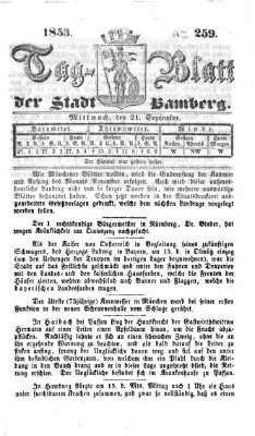 Tag-Blatt der Stadt Bamberg (Bamberger Tagblatt) Mittwoch 21. September 1853