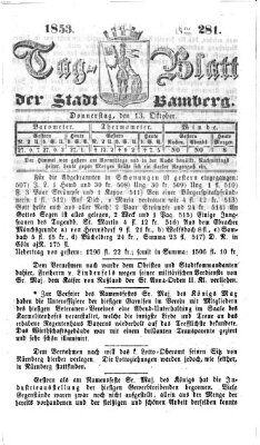 Tag-Blatt der Stadt Bamberg (Bamberger Tagblatt) Donnerstag 13. Oktober 1853