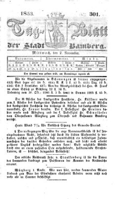 Tag-Blatt der Stadt Bamberg (Bamberger Tagblatt) Mittwoch 2. November 1853