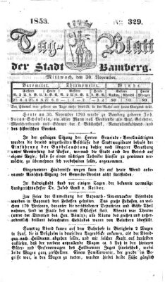 Tag-Blatt der Stadt Bamberg (Bamberger Tagblatt) Mittwoch 30. November 1853