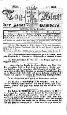 Tag-Blatt der Stadt Bamberg (Bamberger Tagblatt) Freitag 2. Dezember 1853