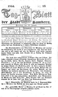 Tag-Blatt der Stadt Bamberg (Bamberger Tagblatt) Freitag 13. Januar 1854