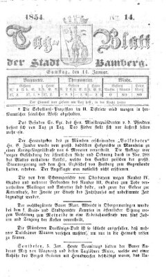 Tag-Blatt der Stadt Bamberg (Bamberger Tagblatt) Samstag 14. Januar 1854