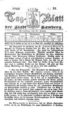 Tag-Blatt der Stadt Bamberg (Bamberger Tagblatt) Dienstag 31. Januar 1854