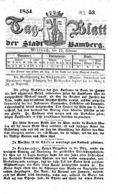 Tag-Blatt der Stadt Bamberg (Bamberger Tagblatt) Mittwoch 22. Februar 1854