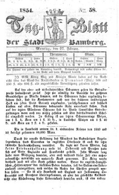 Tag-Blatt der Stadt Bamberg (Bamberger Tagblatt) Montag 27. Februar 1854