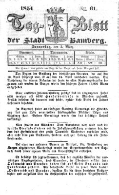 Tag-Blatt der Stadt Bamberg (Bamberger Tagblatt) Donnerstag 2. März 1854