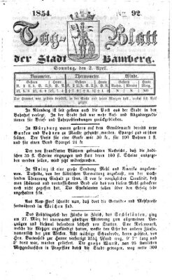 Tag-Blatt der Stadt Bamberg (Bamberger Tagblatt) Sonntag 2. April 1854