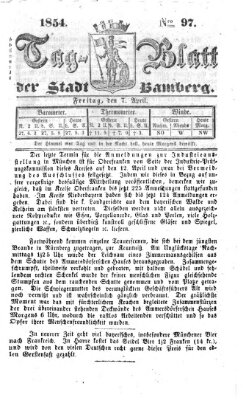 Tag-Blatt der Stadt Bamberg (Bamberger Tagblatt) Freitag 7. April 1854