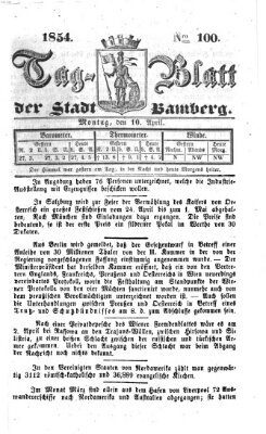 Tag-Blatt der Stadt Bamberg (Bamberger Tagblatt) Montag 10. April 1854