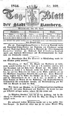 Tag-Blatt der Stadt Bamberg (Bamberger Tagblatt) Mittwoch 19. April 1854