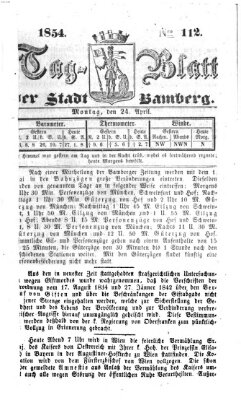 Tag-Blatt der Stadt Bamberg (Bamberger Tagblatt) Montag 24. April 1854