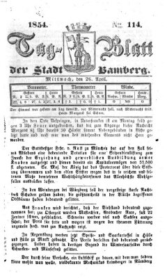 Tag-Blatt der Stadt Bamberg (Bamberger Tagblatt) Mittwoch 26. April 1854