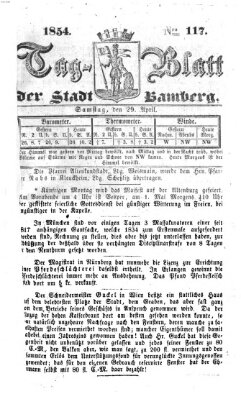 Tag-Blatt der Stadt Bamberg (Bamberger Tagblatt) Samstag 29. April 1854