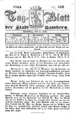 Tag-Blatt der Stadt Bamberg (Bamberger Tagblatt) Samstag 3. Juni 1854