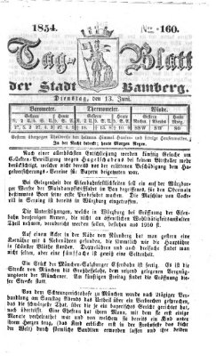 Tag-Blatt der Stadt Bamberg (Bamberger Tagblatt) Dienstag 13. Juni 1854