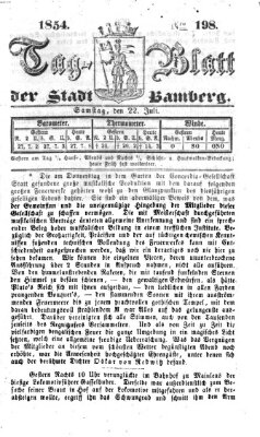 Tag-Blatt der Stadt Bamberg (Bamberger Tagblatt) Samstag 22. Juli 1854