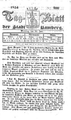 Tag-Blatt der Stadt Bamberg (Bamberger Tagblatt) Montag 24. Juli 1854